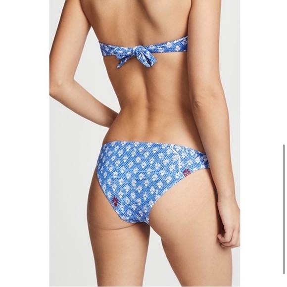 Poupette St. Barth Bandeau Bikini Top in Blue Daisy. - Picture 6 of 6